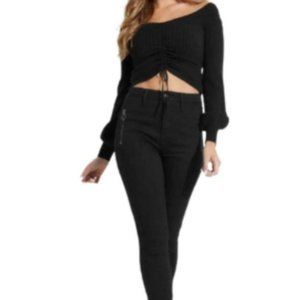 NWT Guess Off Shoulder Drawstring Sweater Size L